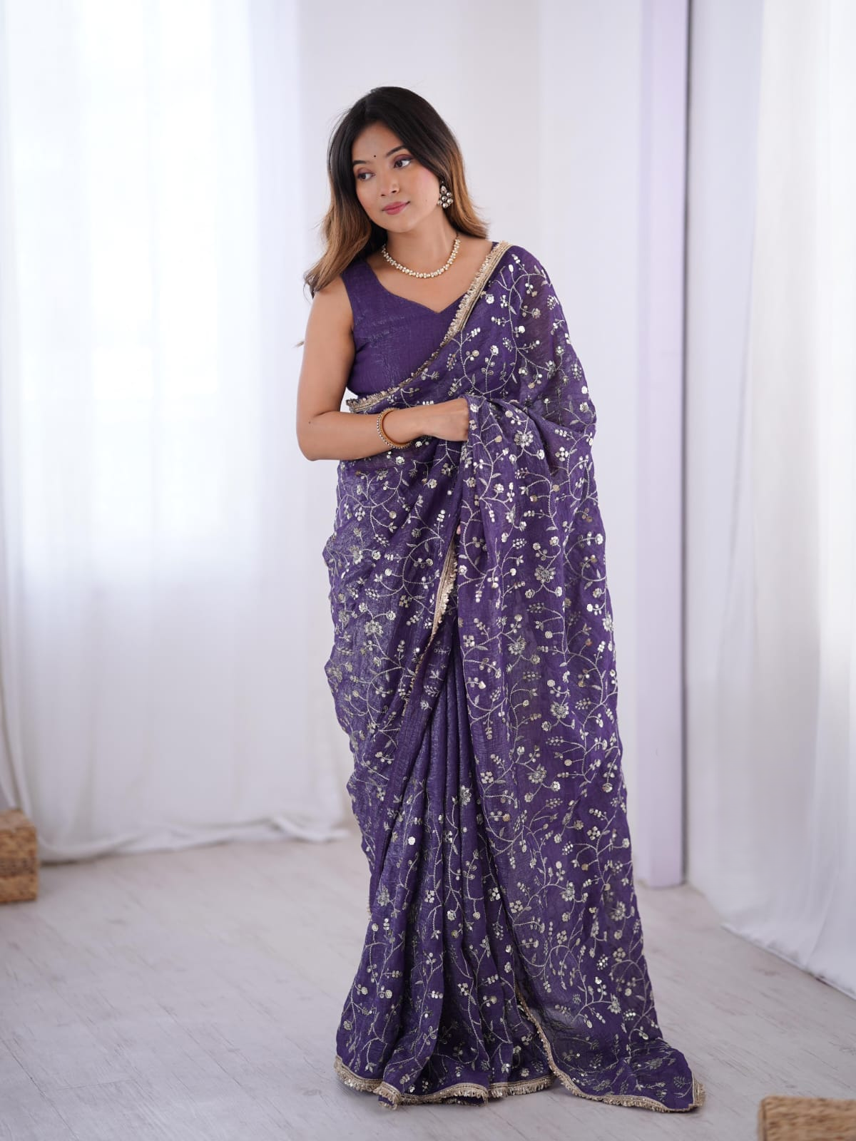 Designer Saree - Deep Wine